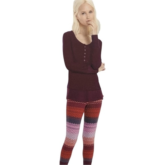 JOSIE BY NATORI FIRESIDE HENLEY LONG JOHN STRIPE HOLIDAY MATCHING PAJAMA SET